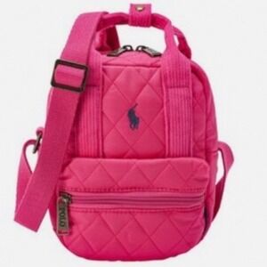 Ralph Lauren Polo Pink Quilted Mini Backpack Shoulder Bag Crossbody Convertible